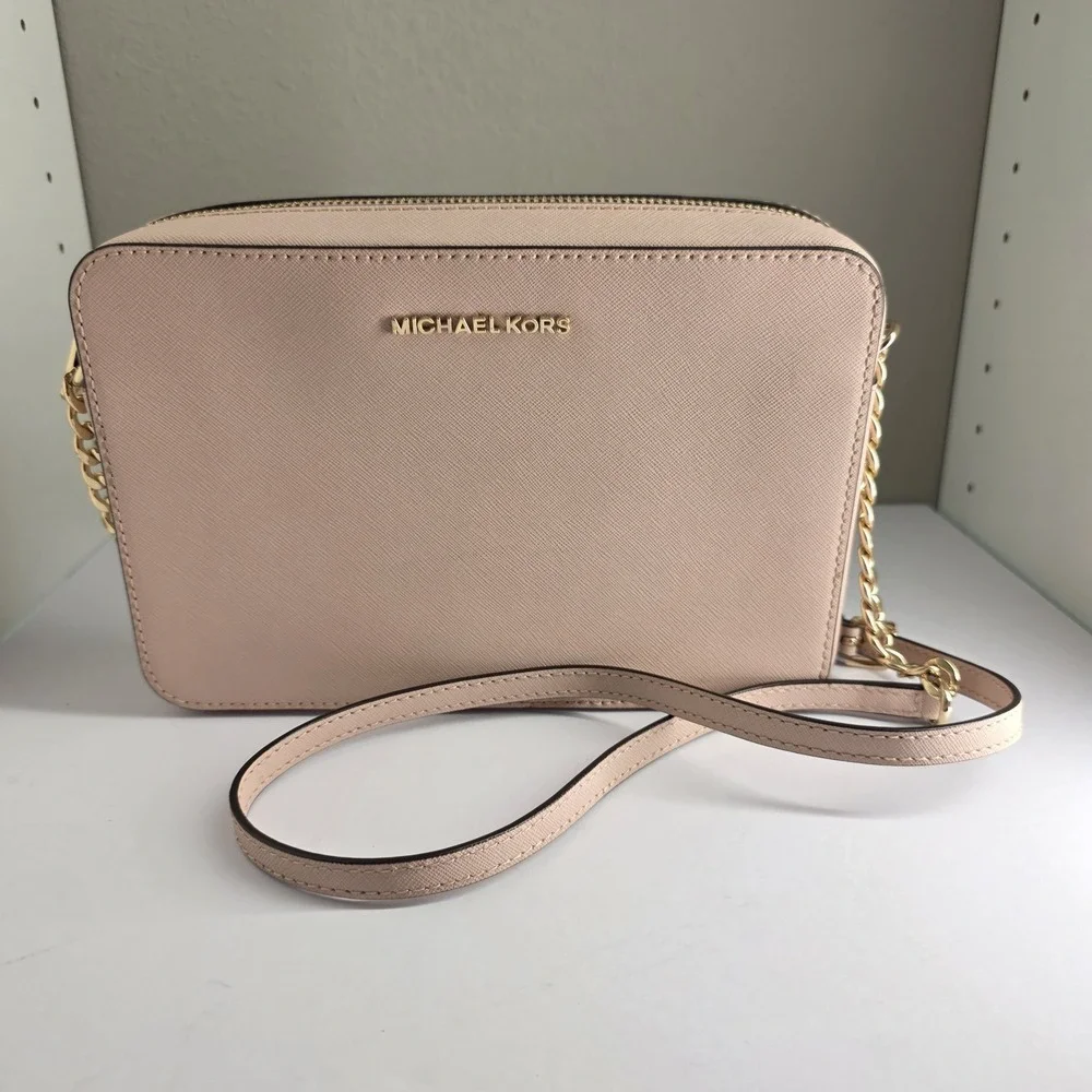 Michael Kors Handbag Jet Set Powder Pink Leather Crossbody Bag AUTHENTIC